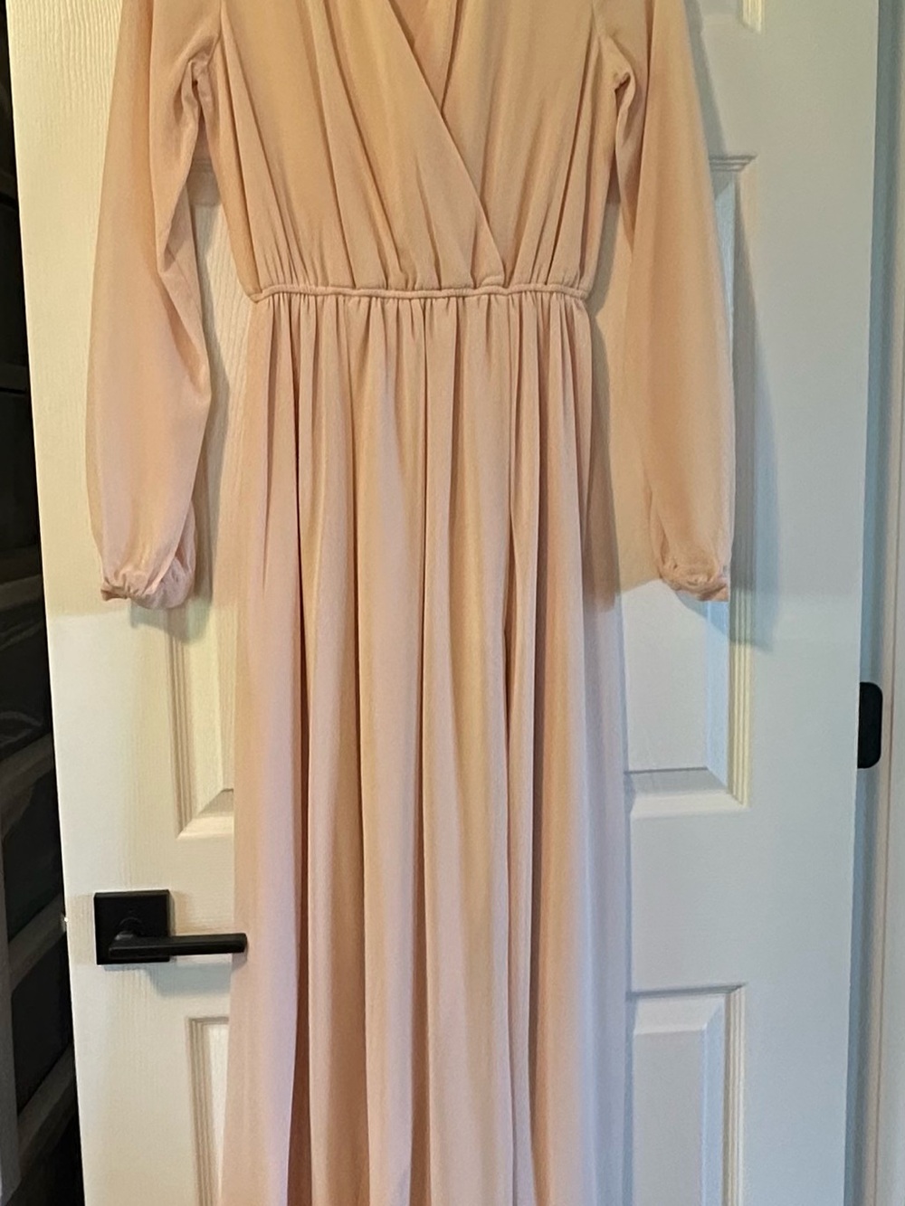 Lulu's Blush Long Sleeve Wrap Maxi Dress